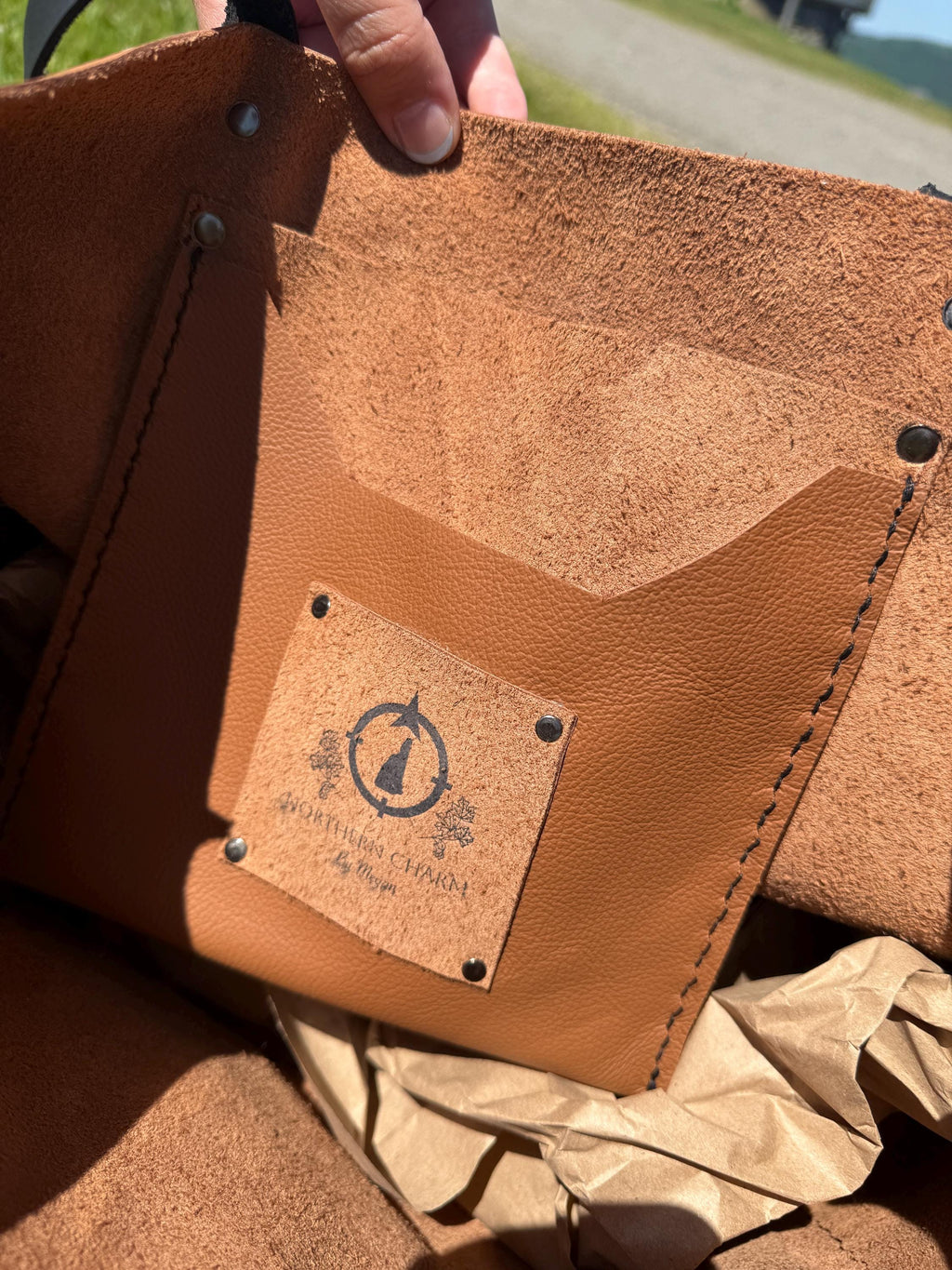 Gingerbread Large Leather Tote Bag