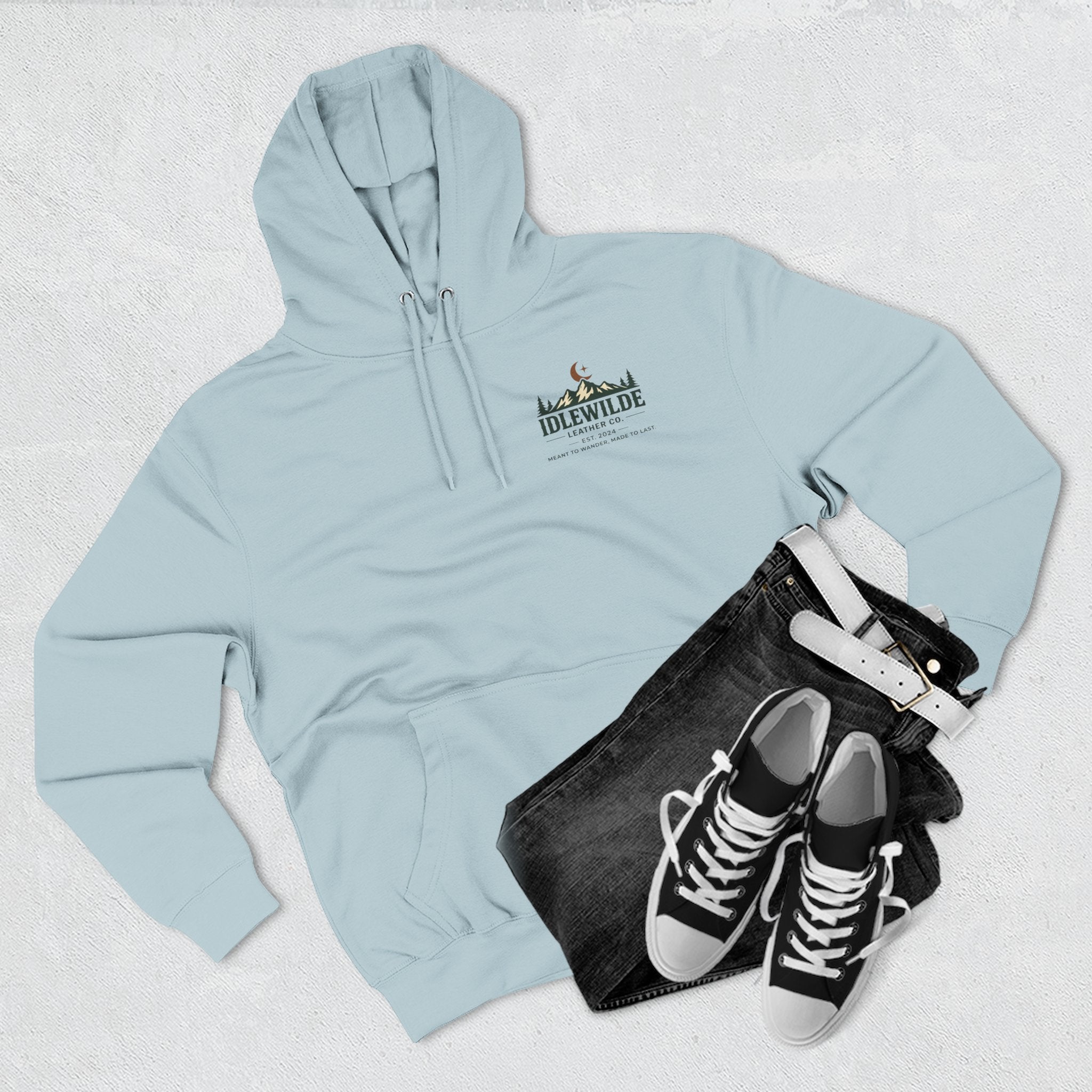 Idlewilde Mountain Logo Hoodie | Outdoor Adventure, Forest Graphic