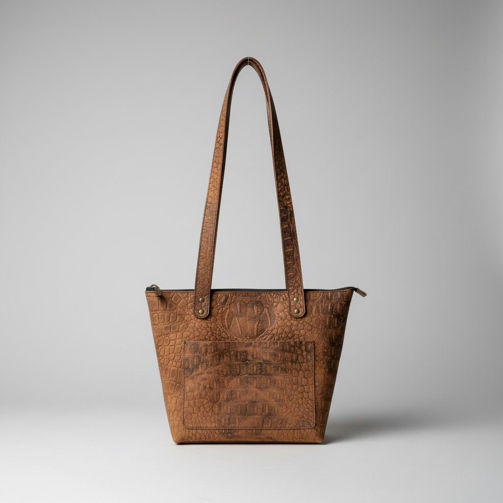 Medium Idlewilde Zip Tote Bag in Embossed Croc