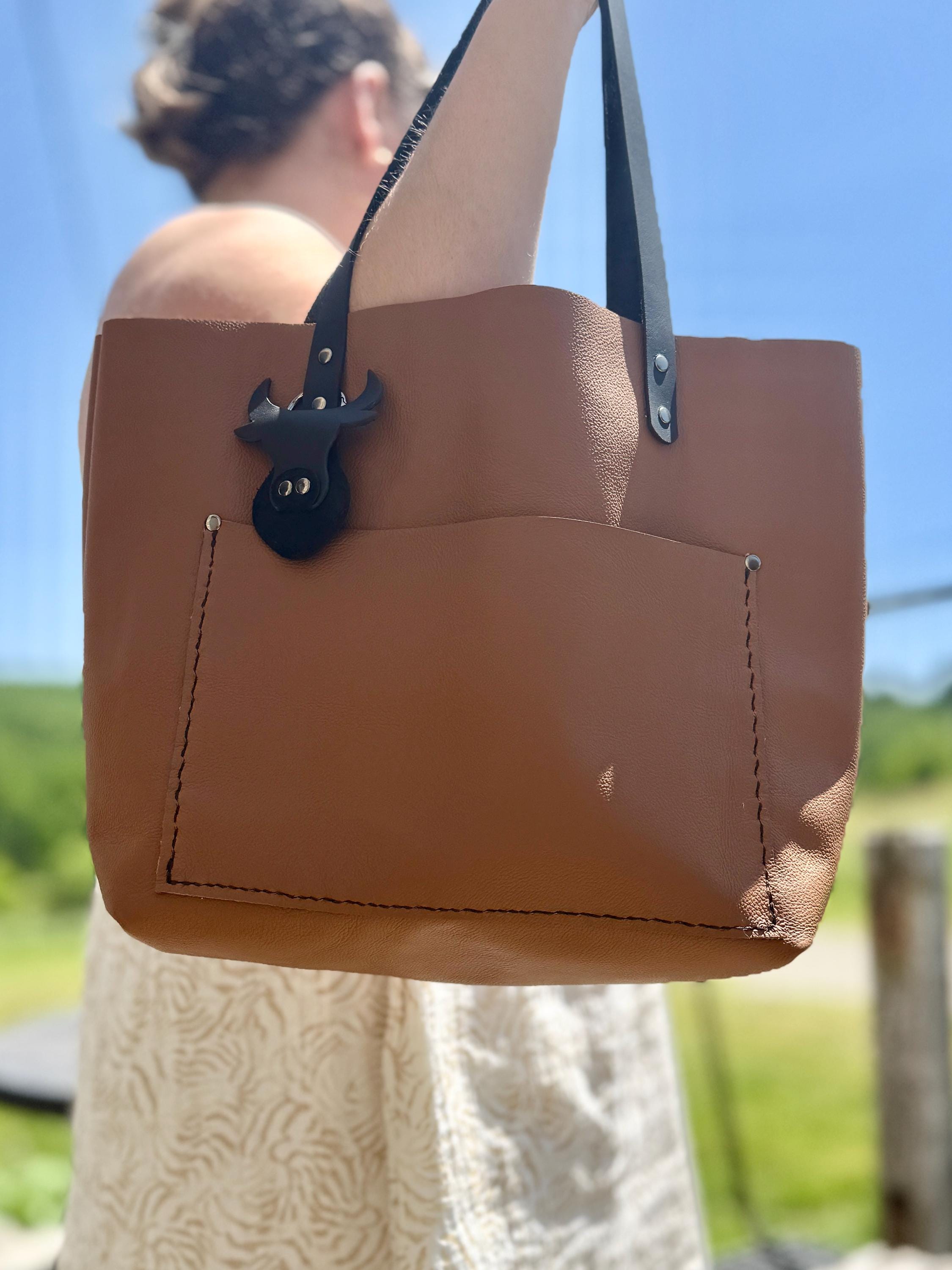 Gingerbread Large Leather Tote Bag