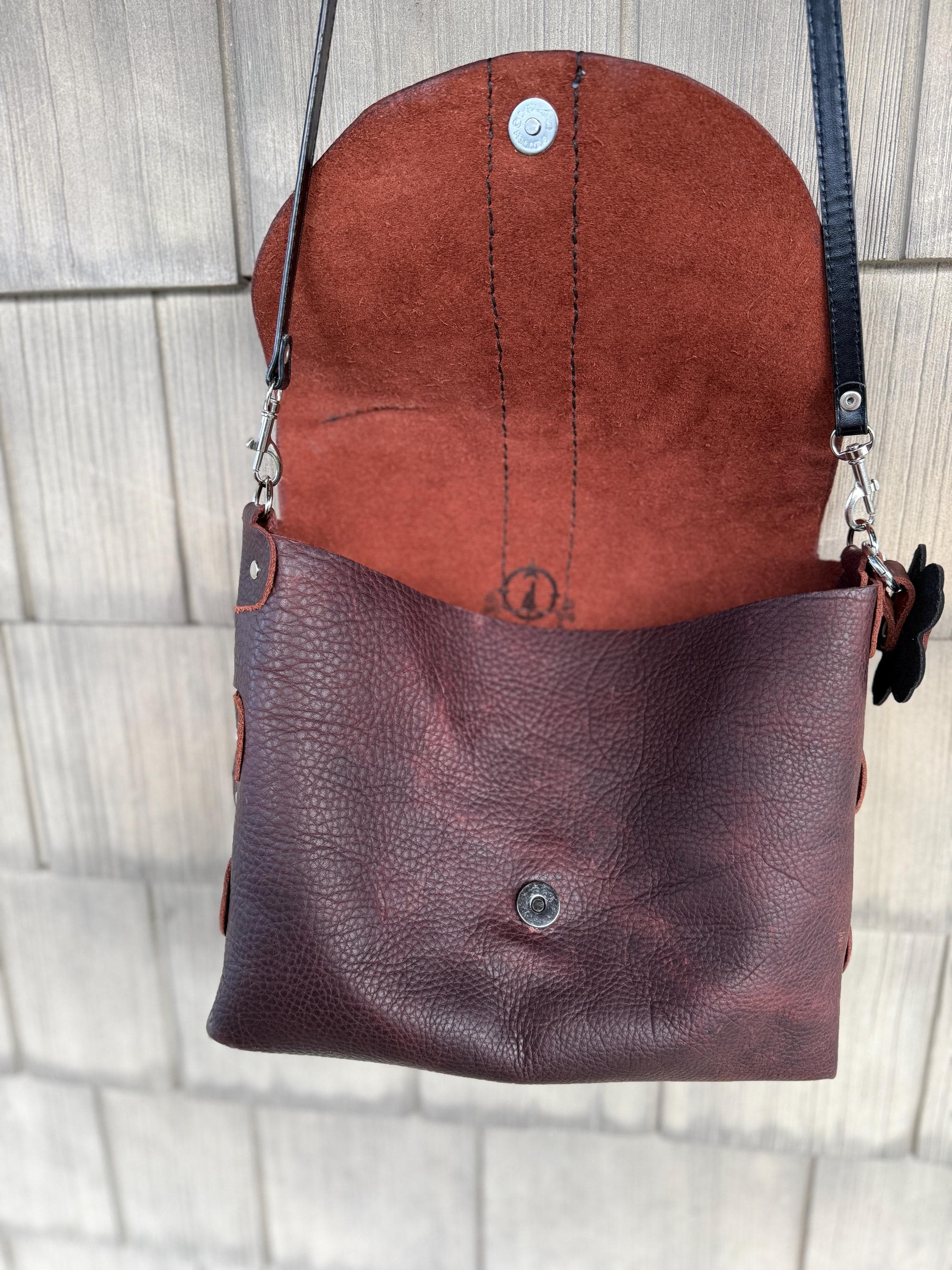 Large Rich Cinnamon Brown Crossbody Bag, Handmade, One-of-a-kind Purse