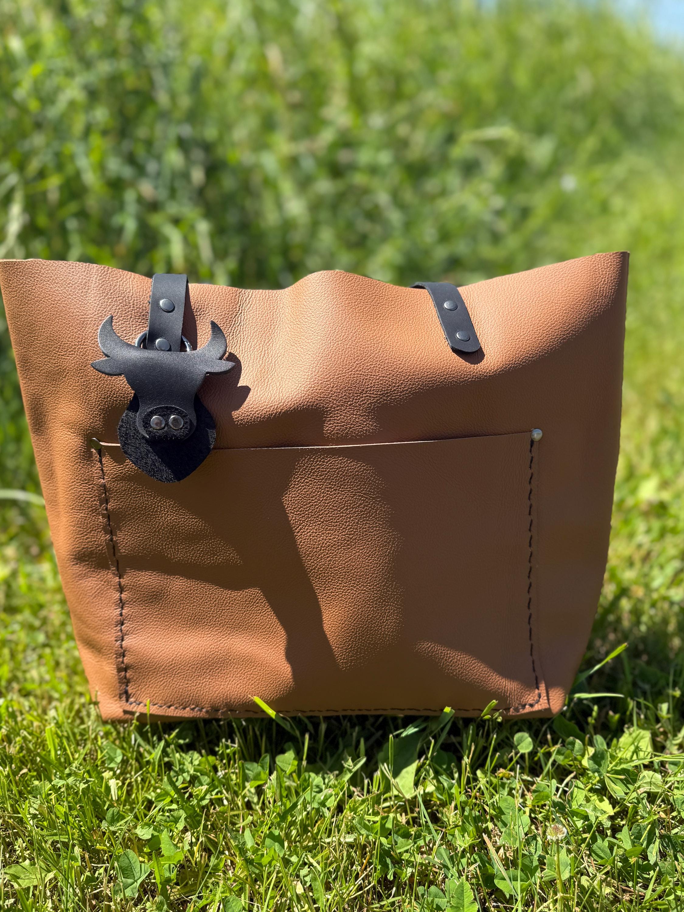Gingerbread Large Leather Tote Bag