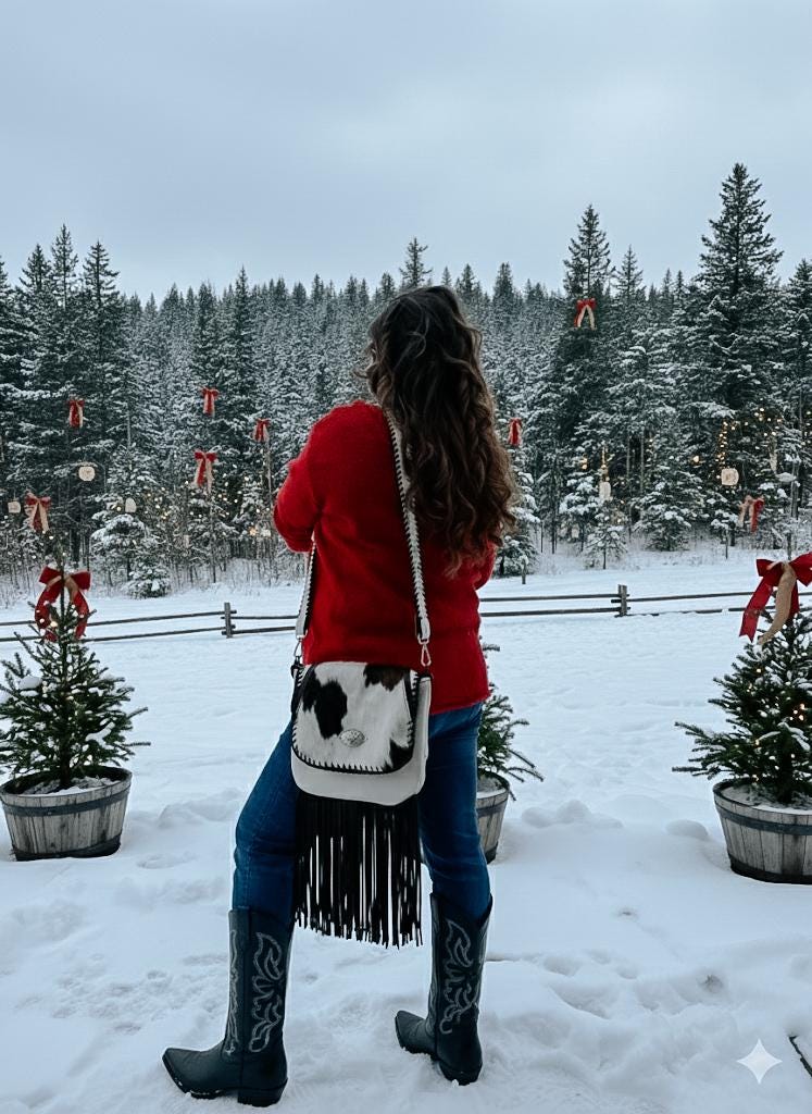 The Alice Bag in Tricolor Cow Hide and white leather