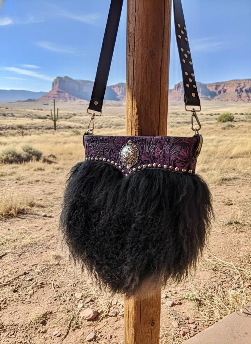 Nordic Nightfall - With embossed purple leather and Icelandic Sheepskin