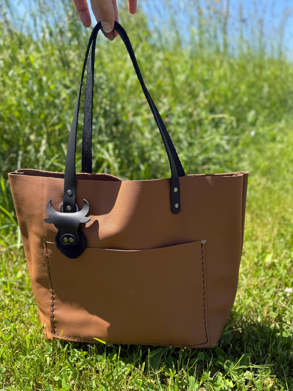 Gingerbread Large Leather Tote Bag