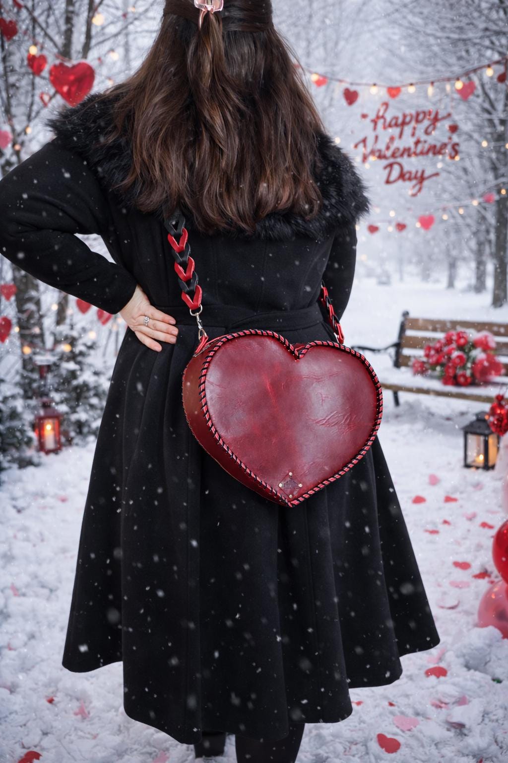 Heartbreaker - Hand laced, heart shaped, leather crossbody