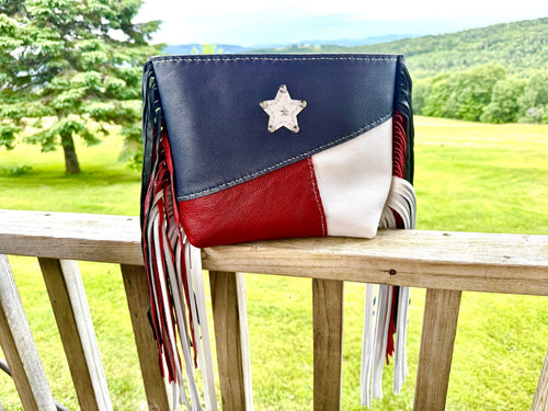 Americana Long Fringe Crossbody (Texas Flag)