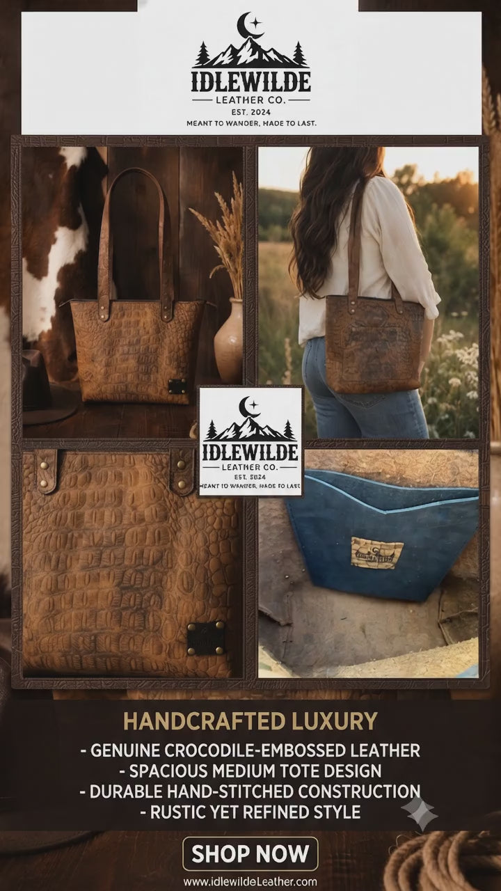Medium Idlewilde Zip Tote Bag in Embossed Croc